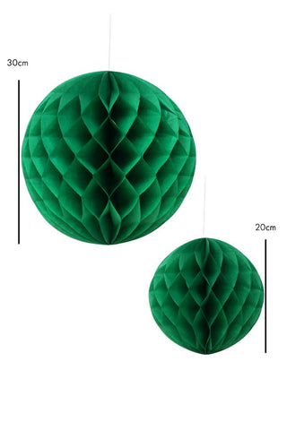 Dimension image of the Set Of 2 Dark Green Honeycomb Ball Decorations