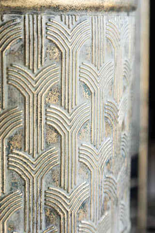 Close-up image of the Set Of 2 Antique Gold Patterned Planters