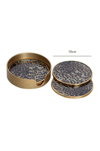 Dimension image of the Set Of 4 Leopard Print Coasters