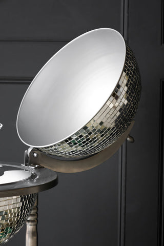 Close-up image of the Silver Disco Ball Drinks Trolley Cart