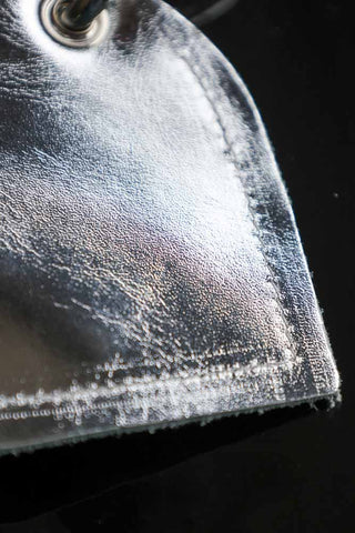 Close-up image of the Silver Heart Dog Poo Bag Pouch