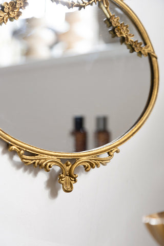 Detail image of the Small Pretty Gold Hanging Mirror