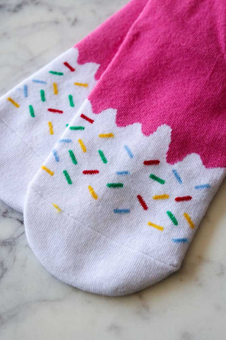 Close-up image of the Strawberry Frozen Lolly Socks