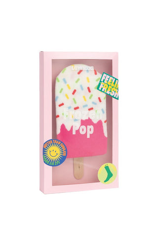 Image of the Strawberry Frozen Lolly Socks packaging on a white background