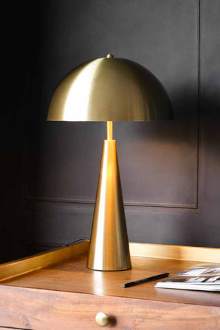 Image of the Sublime Brushed Gold Table Lamp lit