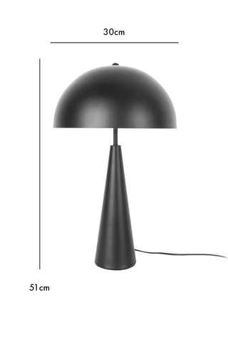 Dimension image of the Sublime Matt Black Table Lamp