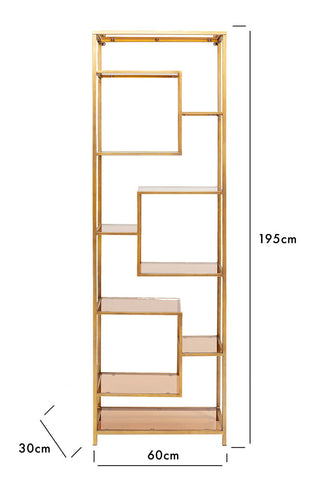 Dimension image of the Tall Gold & Glass Art Deco Shelving Unit