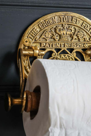 Close-up image of the Traditional Crown Brass Toilet Roll Holder