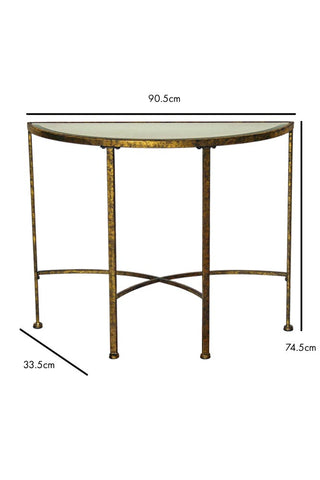 Dimension image of the Venetian Mirrored Console Table