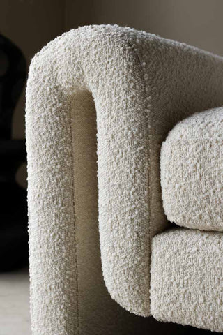 Detail image of the Ivory Boucle Fabric Curved Arm Armchair