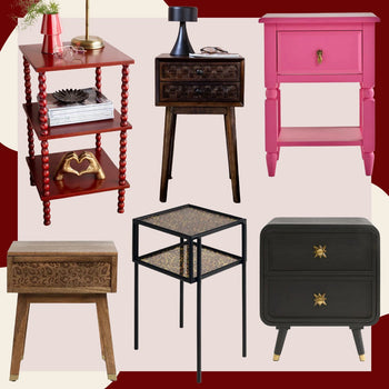 An image of a large selection of bedside tables in different styles, shapes and colours 
