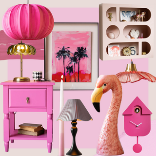 A collage of pink home decor