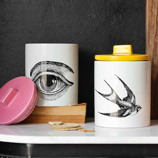 image of the eye and swallow jars styled on a kitchen shelf