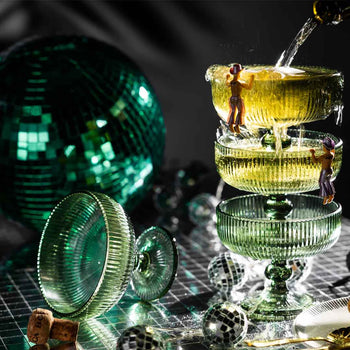 image of champagne tower with cowboy drink markers