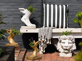 image of garden planters and outdoor cushions for budget garden ideas