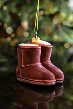 A Christmas tree decoration inspired by ugg boots. 