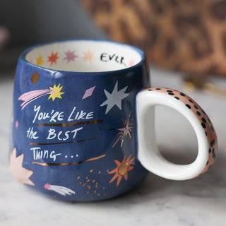 The You're Like The Best Thing Mug displayed on a marble kitchen worktop.
