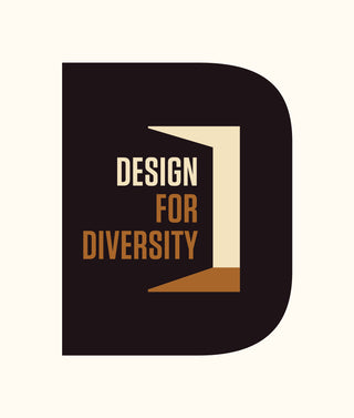 Design for Diversity Logo in pale pink, brown and black. 