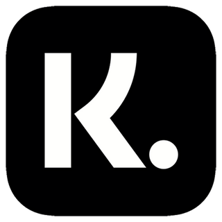 Image of the 'K.' of the Klarna Logo. The background is black and the 'k' is in white.