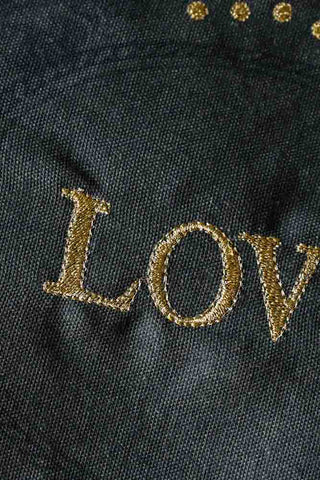 Detail image of the Embroidered Love Cotton Pouch