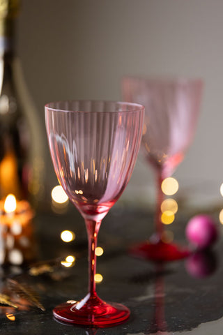 Lifestyle image of the Pink Wine Glass christmas styled