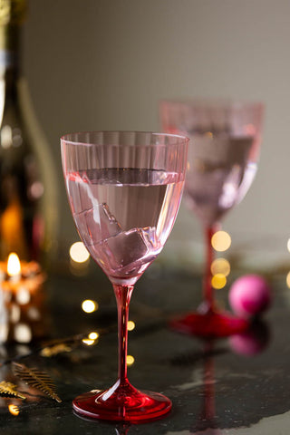 Lifestyle image of the Pink Wine Glass chrsitmas styled