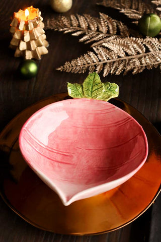 Image of radish bowl in Christmas table setting