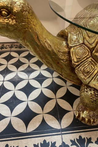 Close up of the Gold Tortoise Side Table.