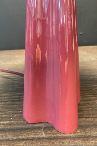 Image of the base of the Deep Red Stripe Table Lamp 