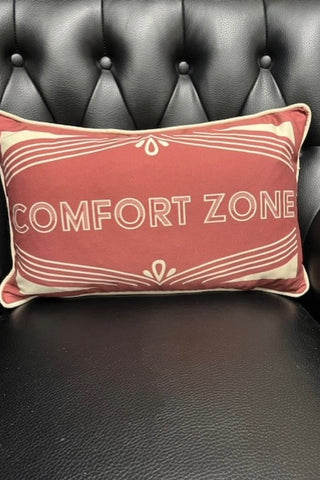 The Heritage Comfort Zone Cushion In Red styled on  black leather chair