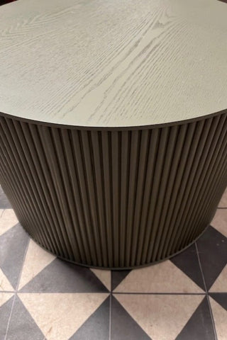Close up of the Olive Green Ribbed Coffee Table