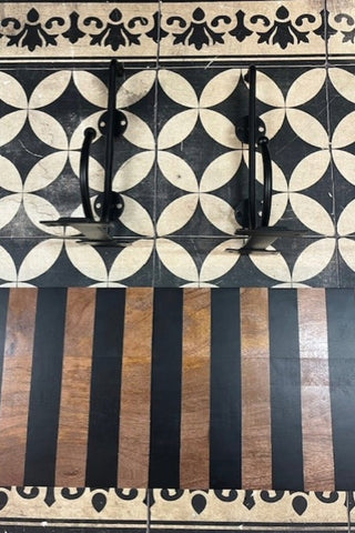 Image of the Black Stripe Wooden Shelf With Bracket 