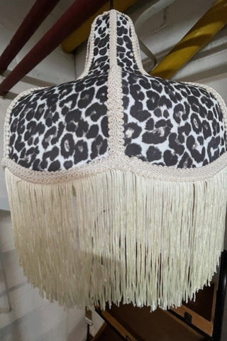 Image of the Monochrome Leopard Print Tassel Edge Ceiling Light