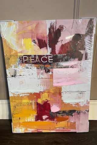 The Peace Canvas from the Set of 2 Pink & Orange Abstract Peace/Love Wall Art.