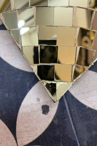 Detail of The Disco Ball Flaming Heart Decoration.