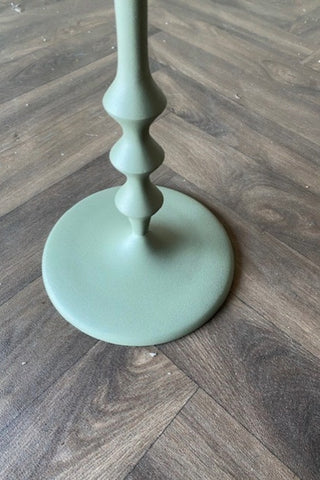 The pedestal base of the Anjou Metal Side Table - Sage Green  