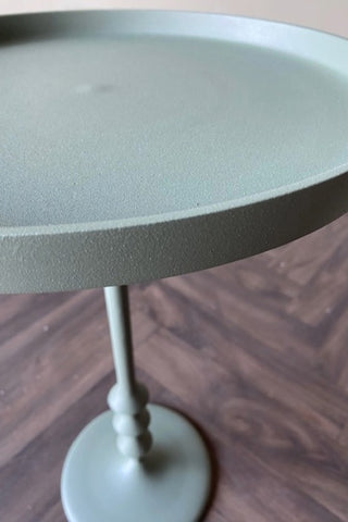 Side view of the Anjou Metal Side Table - Sage Green 