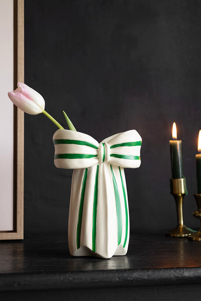 White_GreenBeautifulBowBudVase