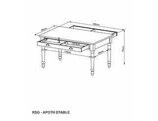 Dimension image of the Apothecary Extendable Dining Table - Seats 6-8 People