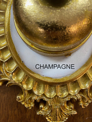 Close up of the lettering on the Press For Champagne Wall Ornament.
