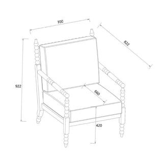 Dimension image of the Folk Bobbin Chair