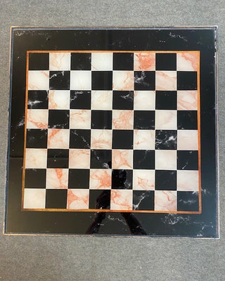 Birds eye view of the surface of the  Bronze Effect Chess Side Table.