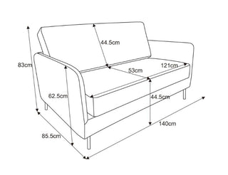 Dimension image of The Edie 2 Seater Sofa in Studio Stripe Velvet