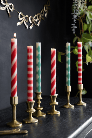 Set of 6 Festive Patterned Dinner Candles