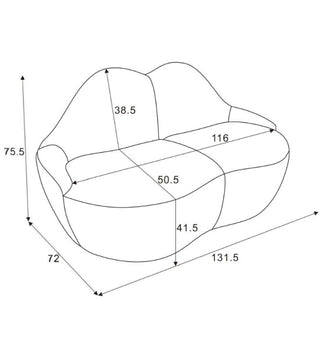Dimension image of the Stripe Lips Sofa