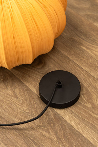Close-up of the fixing of the Ochre Pleated Fabric Ceiling Light.