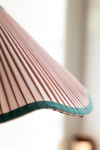 Close-up image of the Scalloped Pleated Easyfit Ceiling Light Shade - Pink & Green