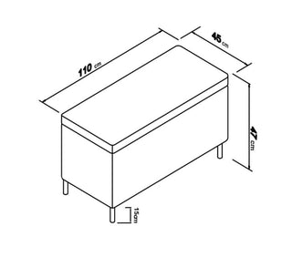Dimension image of the Velvet Leopard Print Ottoman Storage Bench