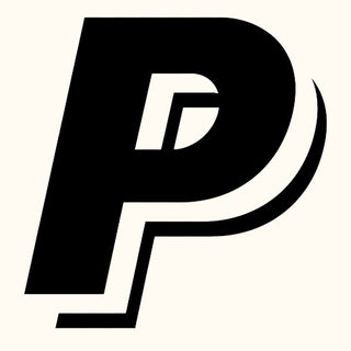 Black and white Paypal Logo. The logo is of two P's or a single P with a shadow. 