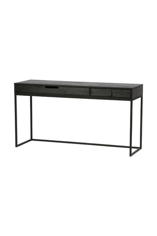 Image of the Black Wood & Metal Desk With Two Drawers on a white background